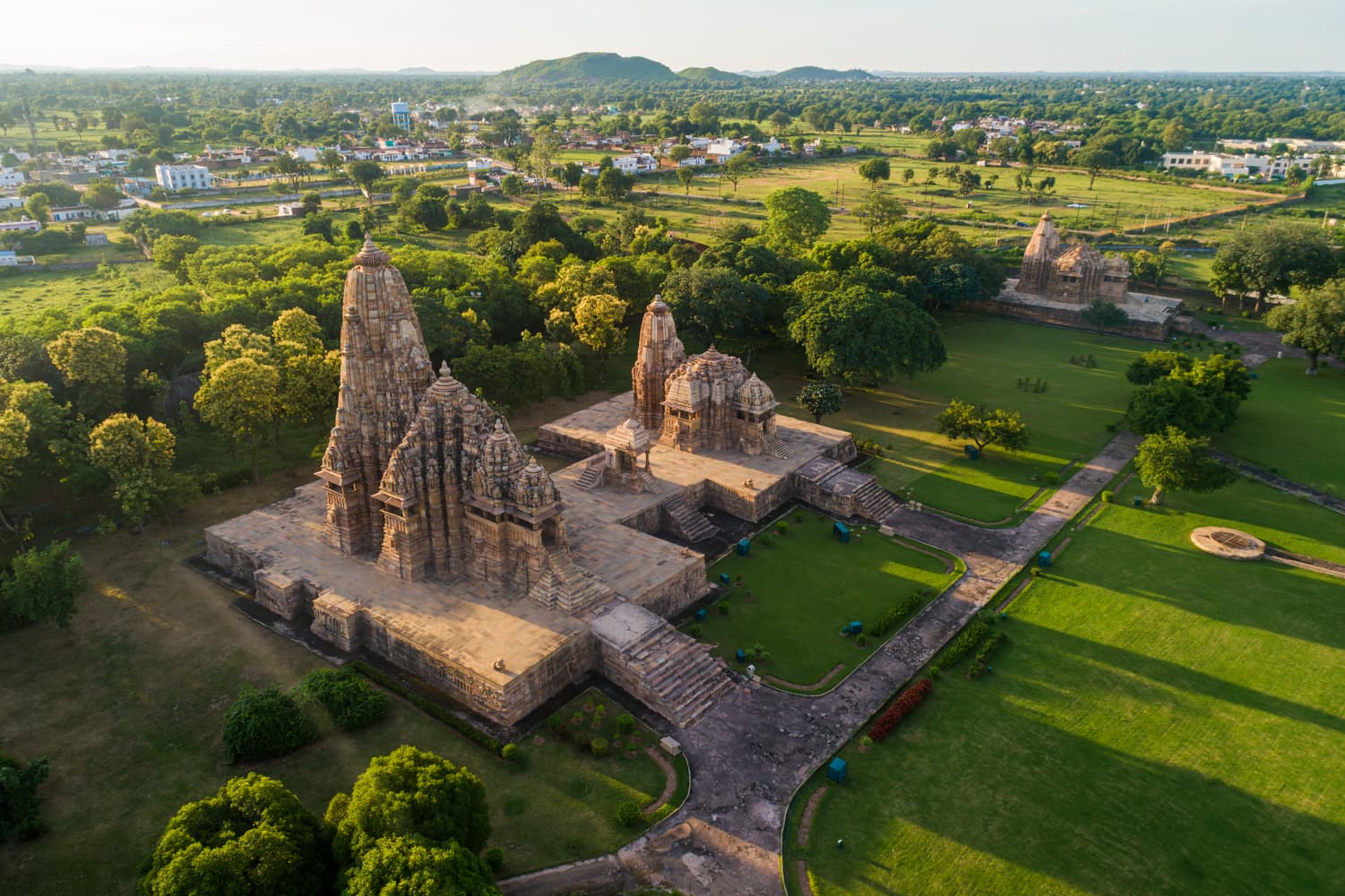 Aerial View of Kandariya Mahadev Temple Complex in Khajuraho