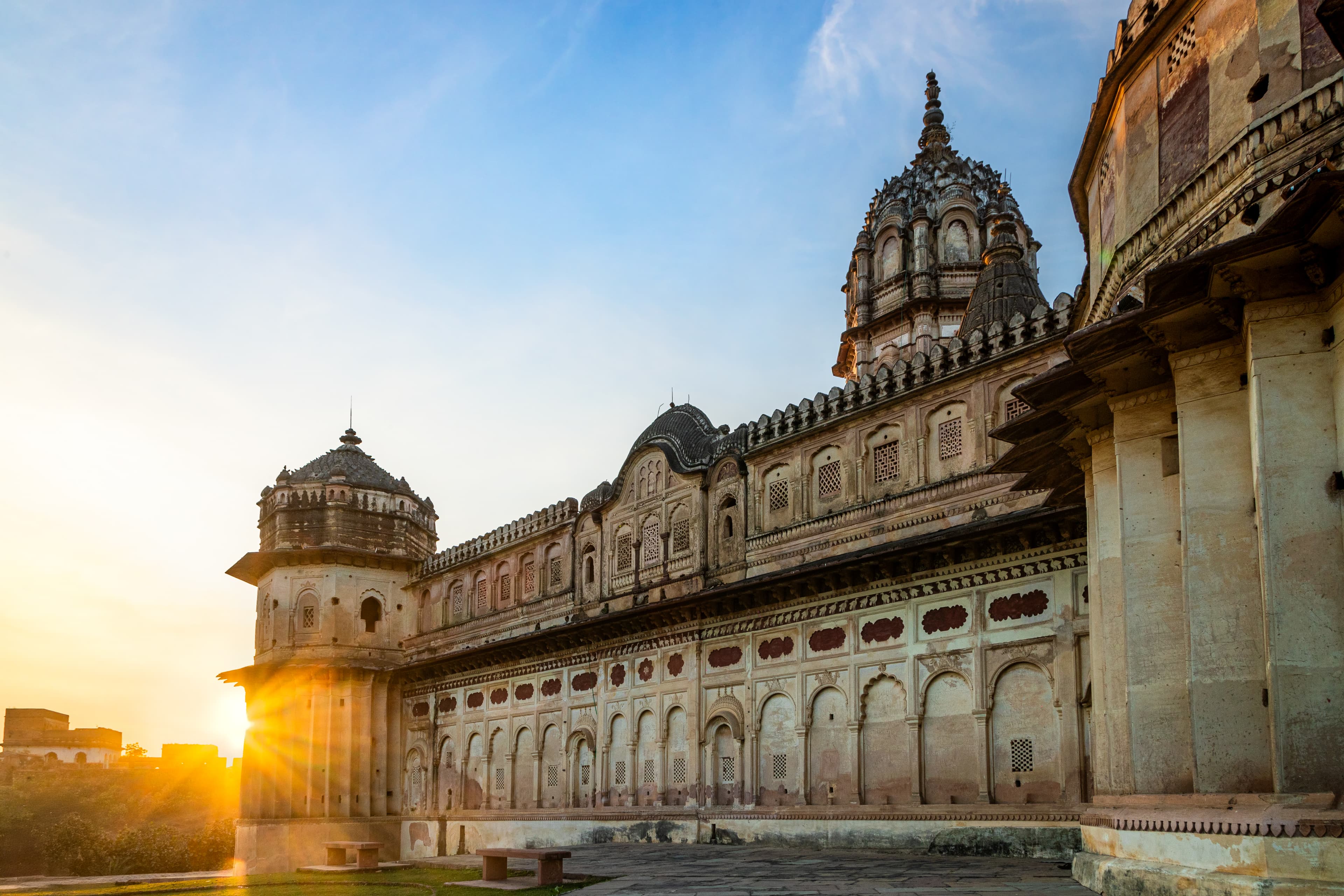 Historic Temple with Sunset Glow.
