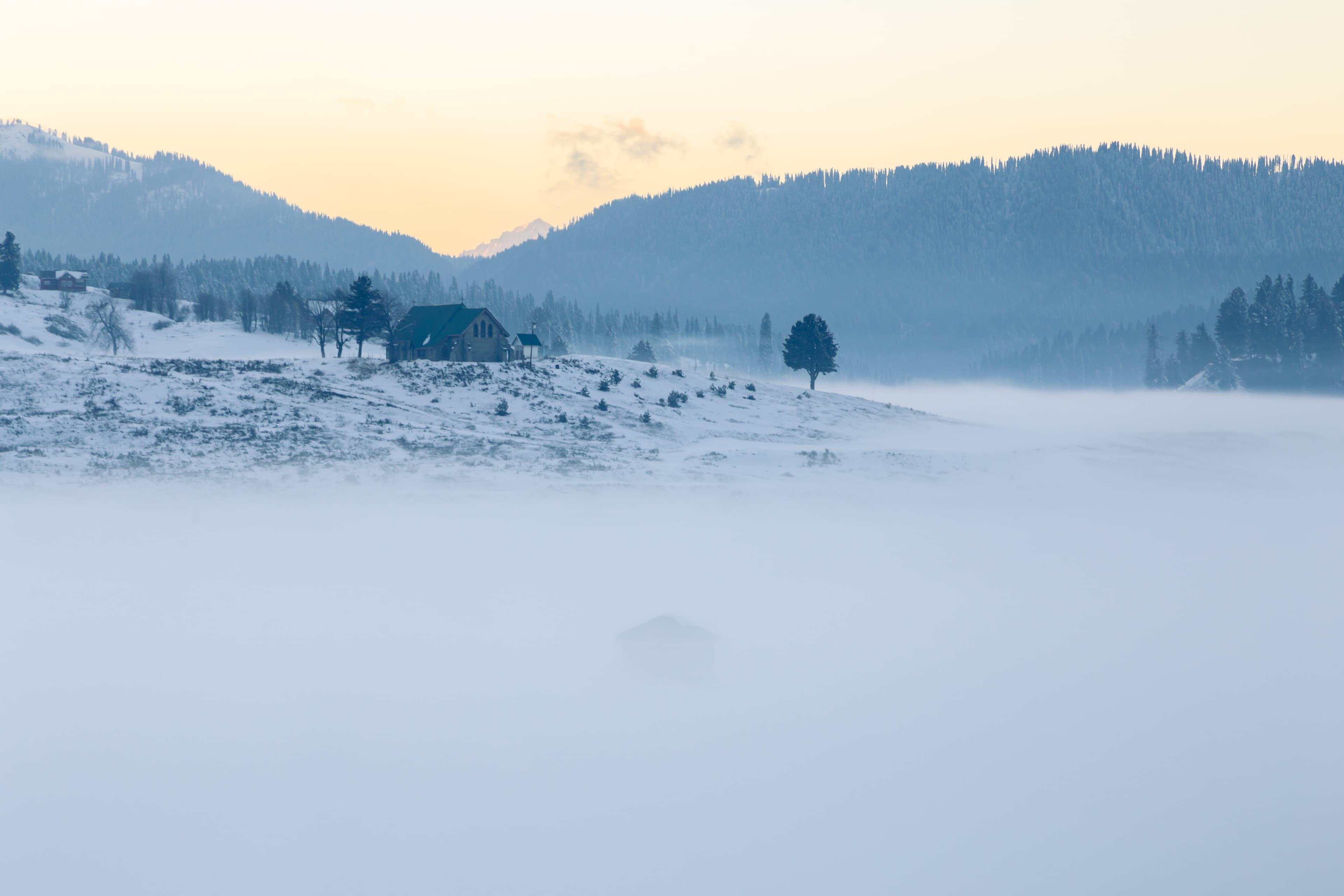 Veiled in Silence – St. Mary’s Church Amidst the Gulmarg Mist