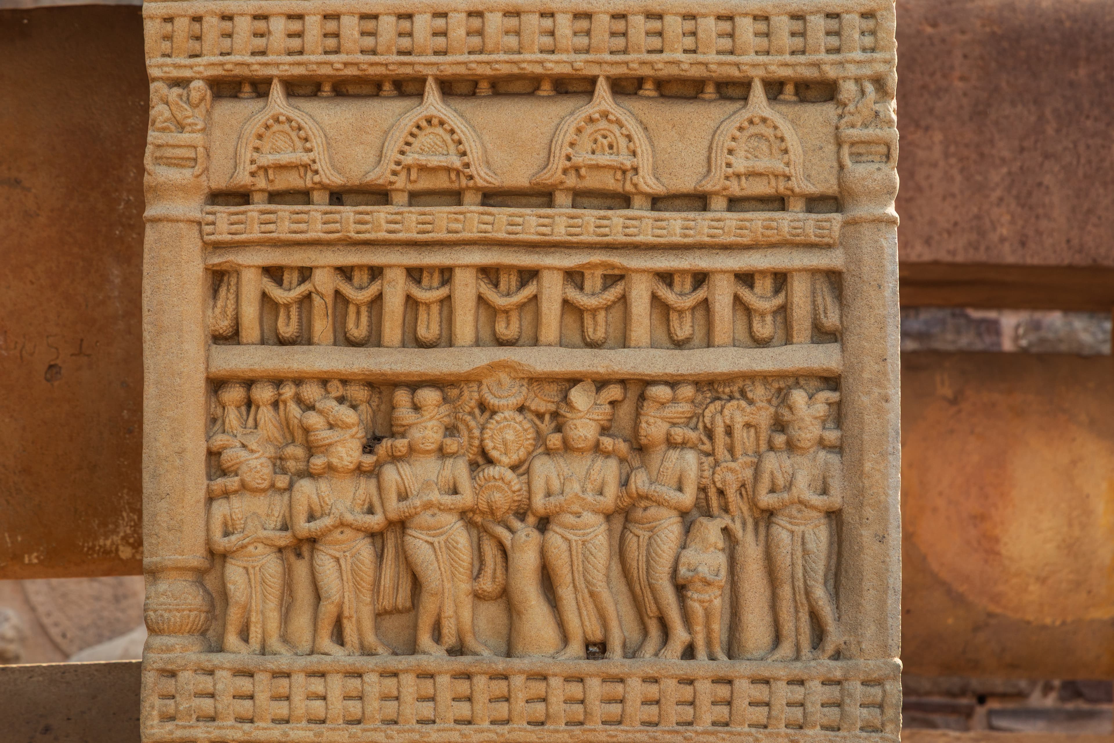 Royal Gathering – Intricate Carving at Sanchi Stupa