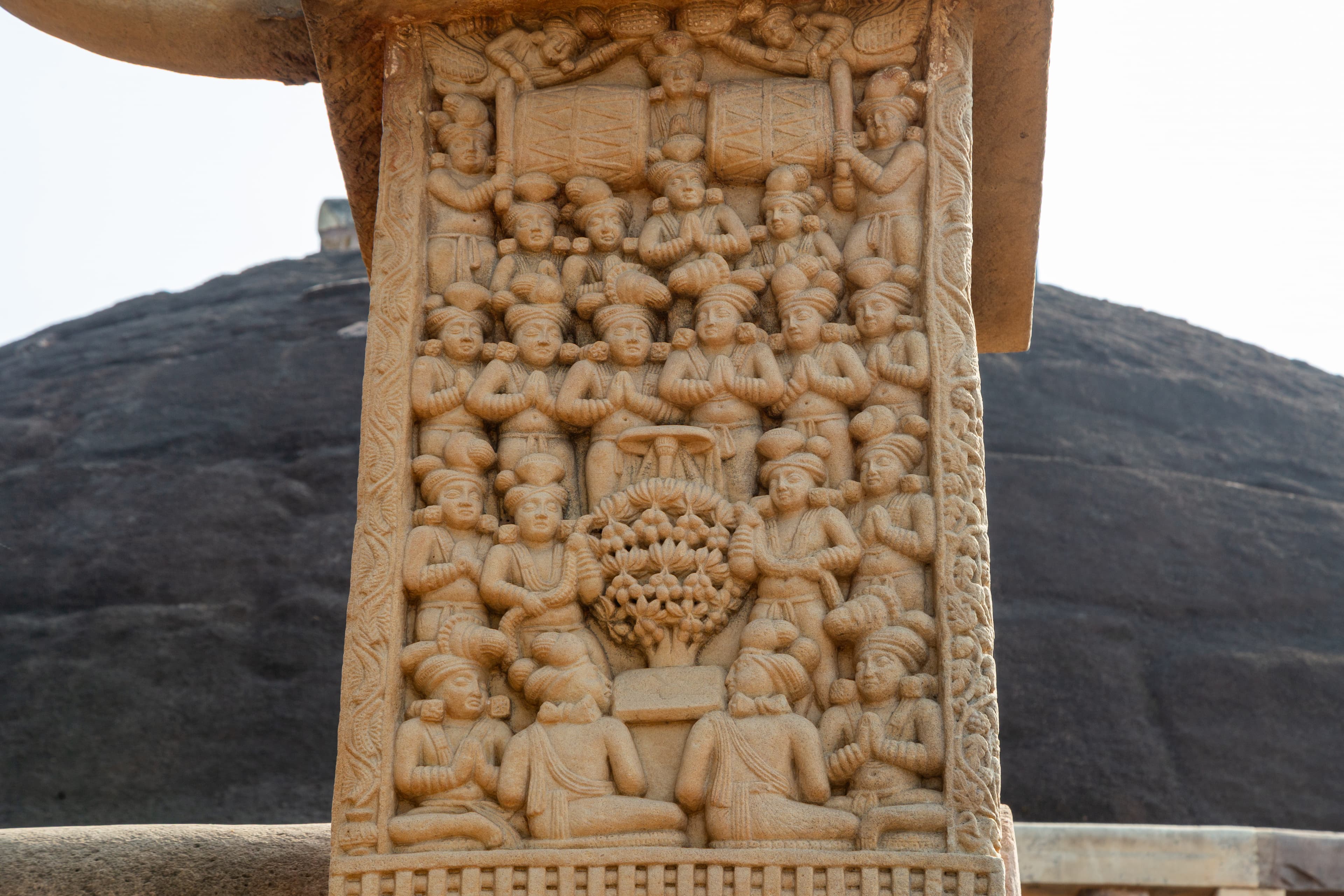 Sacred Assembly beneath the Lotus Tree – Sanchi Relief Panel