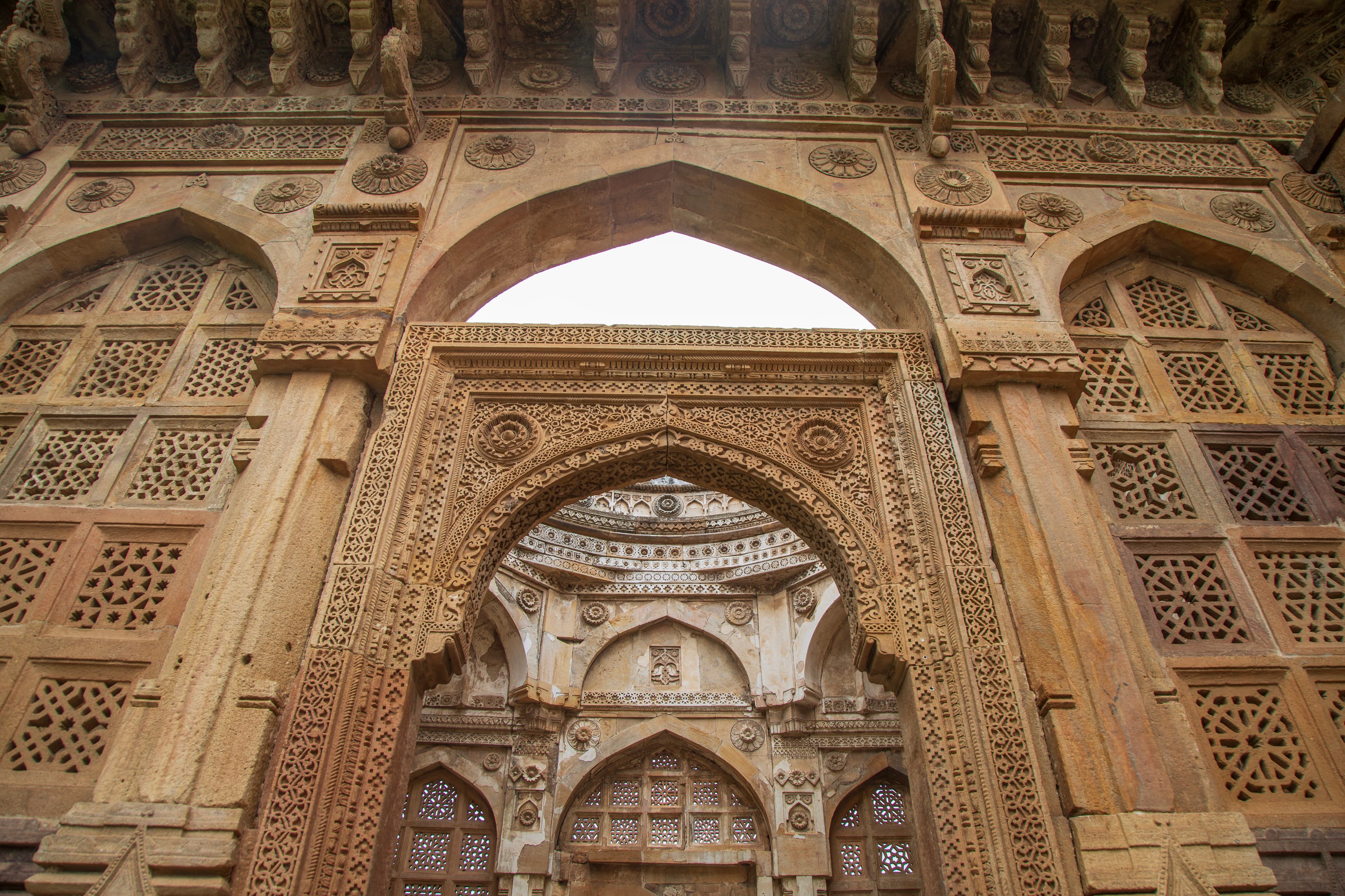 Stone Carvings and Arched Elegance