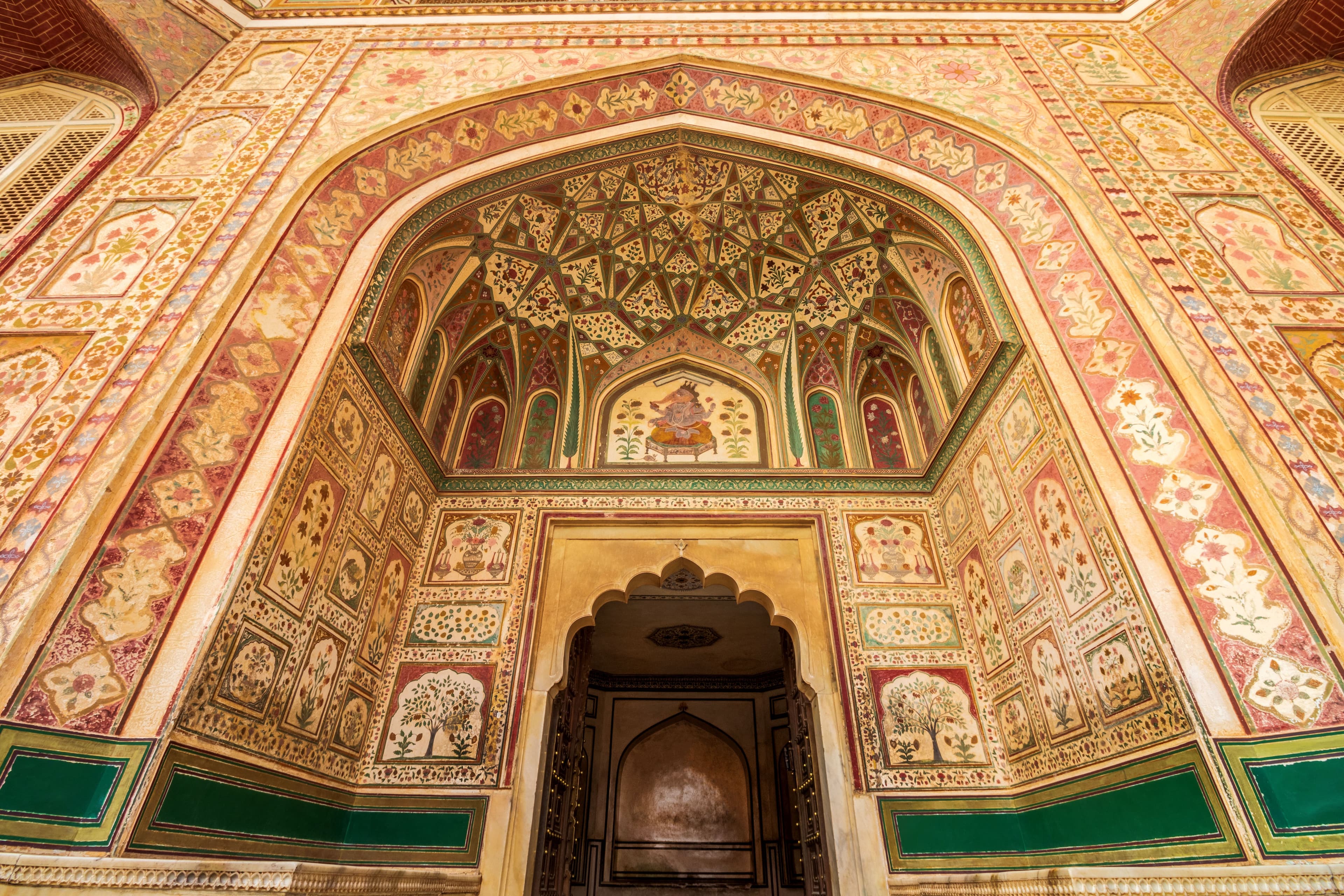 Intricate Floral Frescoes of Ganesh Pol