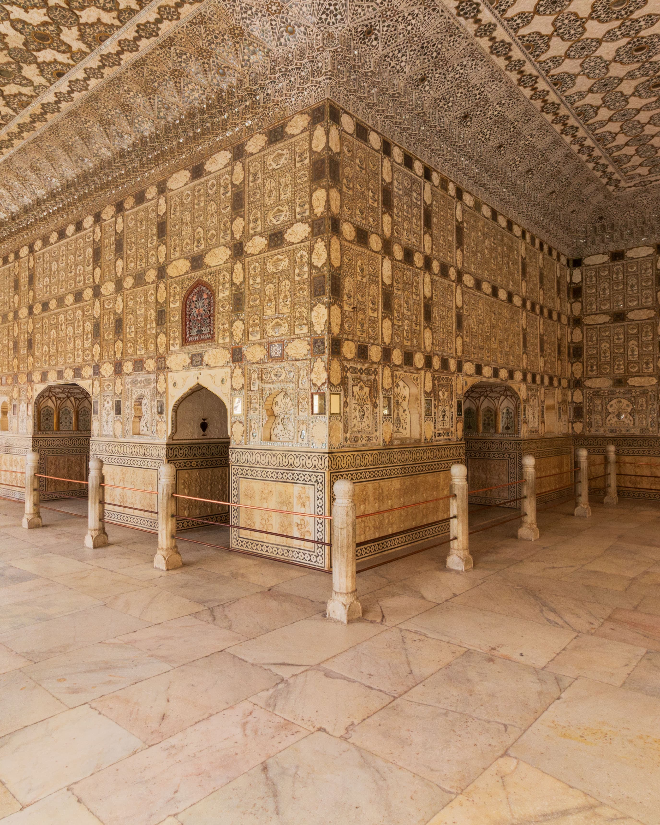Ornate Mirror Palace Corner in Amer Fort
