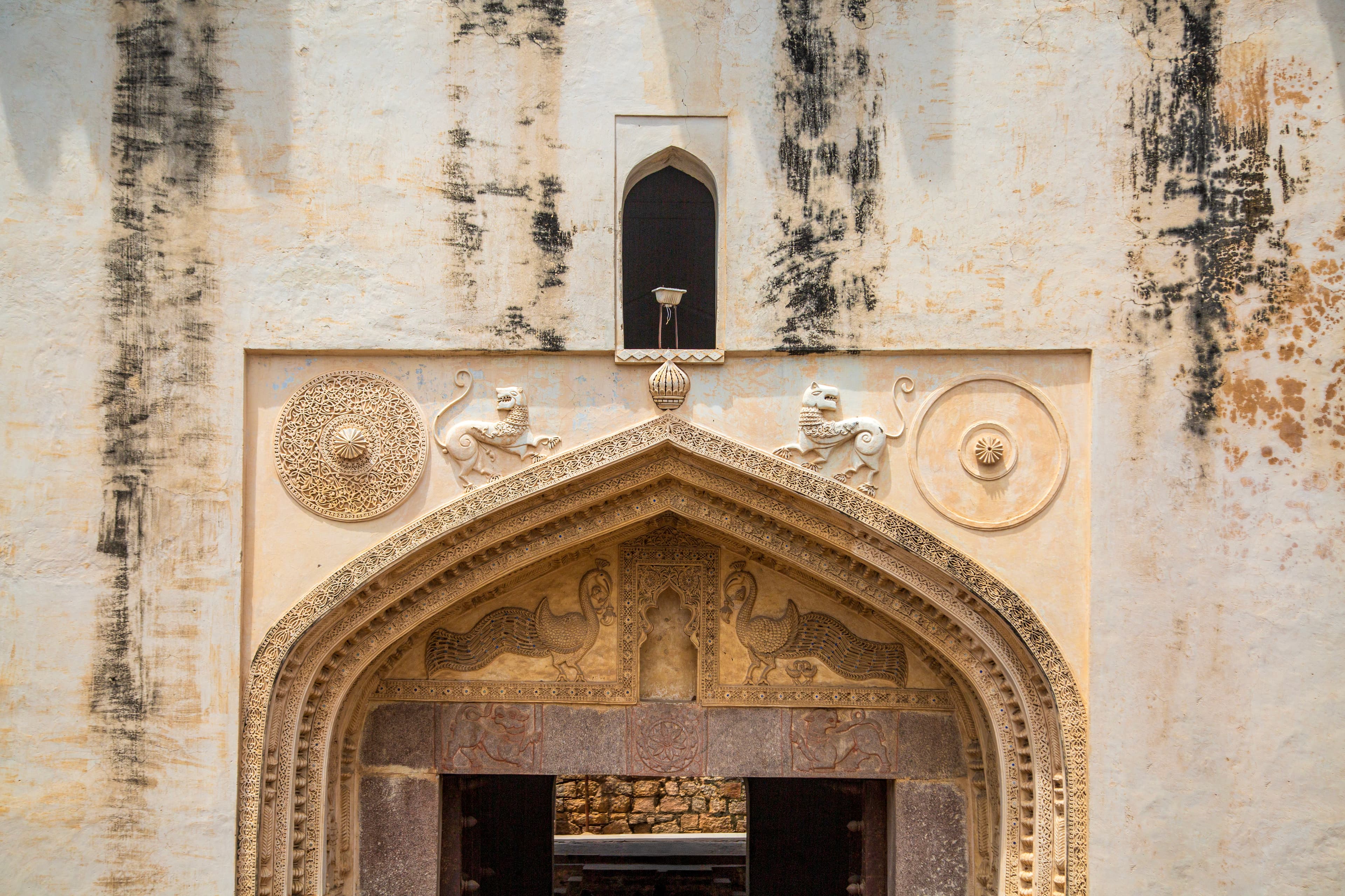 Intricate Gateway Carvings at Golconda Fort